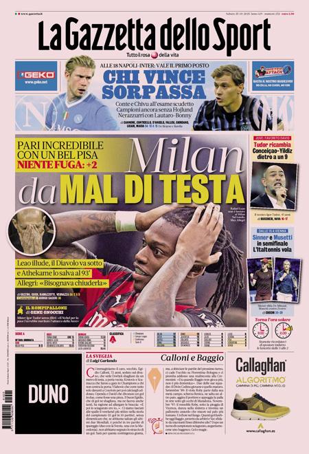 gazzetta-dello-sport:-“milan-da-mal-di-testa.-napoli-inter,-chi-vince-sorpassa”