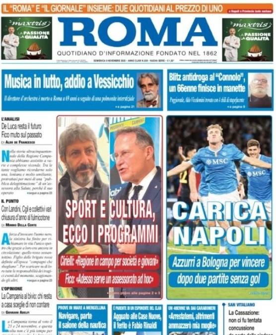 l’apertura-de-il-roma:-“carica-napoli!-azzurri-a-bologna-per-vincere”