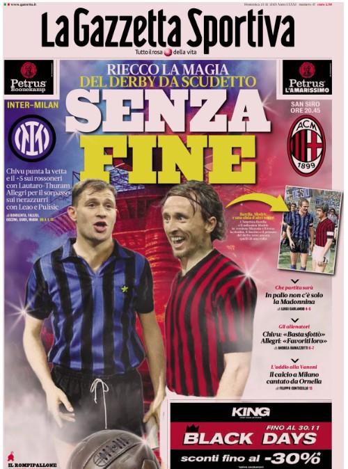 la-gazzetta-dello-sport-si-dedica-solo-al-derby:-“senza-fine”