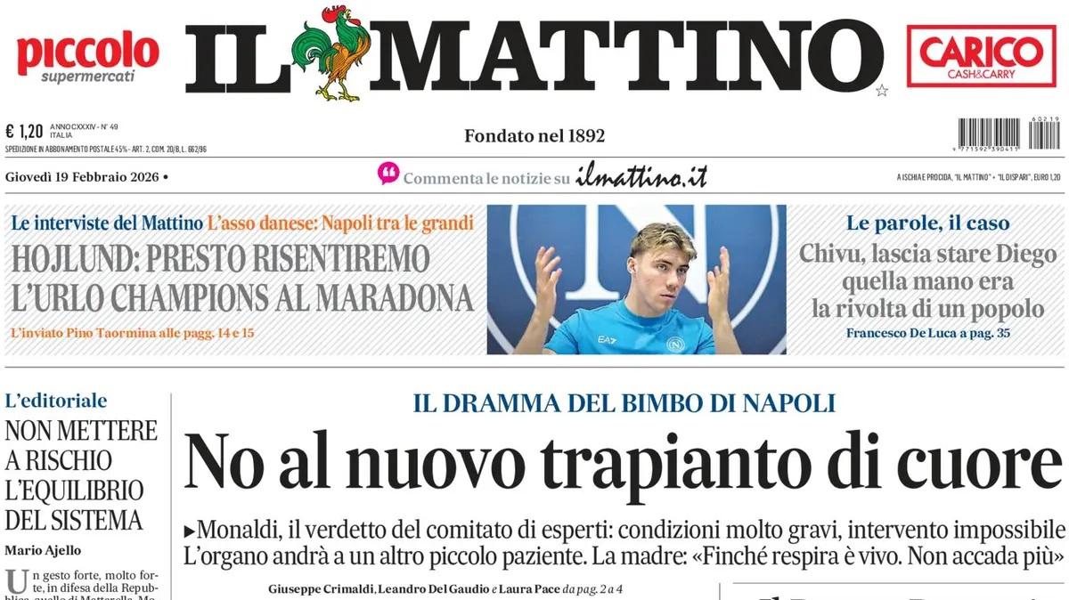 il-mattino:-“hojlund:-‘presto-risentiremo-l’urlo-champions-al-maradona’”