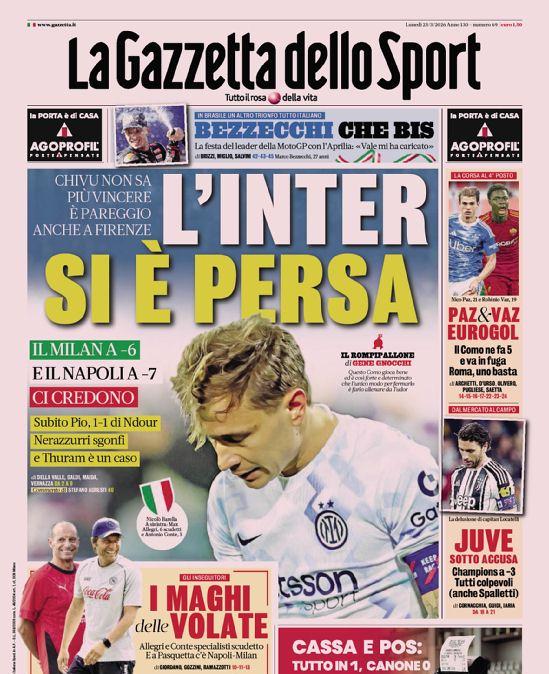 altro-stop-per-chivu,-gazzetta-dello-sport:-“l’inter-si-e-persa”
