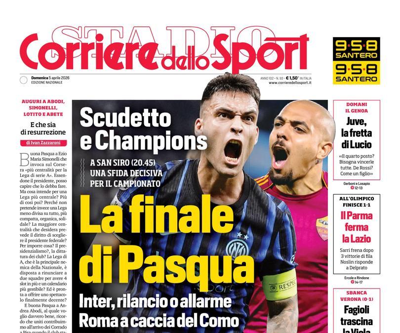 inter-roma-sul-corriere-dello-sport:-“la-finale-di-pasqua”