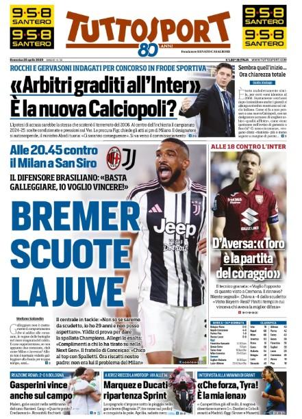 tuttosport-titola:-“arbitri-graditi-all’inter,-e-la-nuova-calciopoli?”