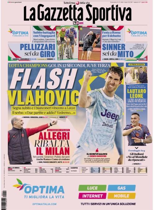 lotta-champions,-gazzetta-dello-sport:-“flash-vlahovic!-allegri-ribalta-il-milan”