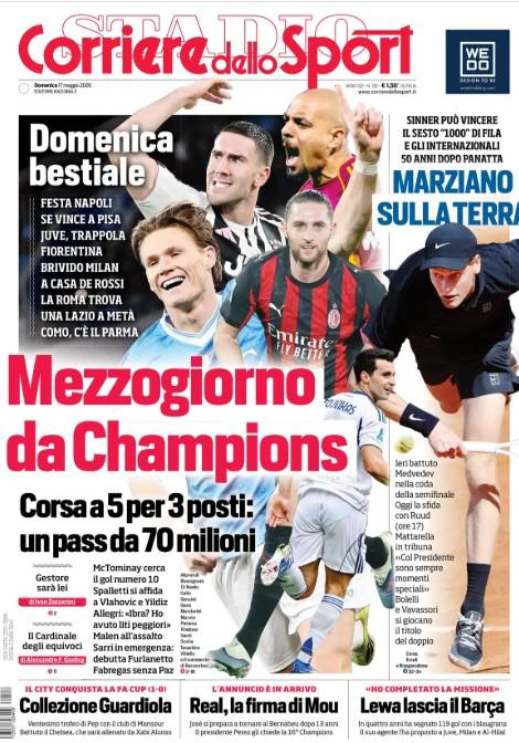 l’apertura-del-corriere-dello-sport:-“mezzogiorno-da-champions”