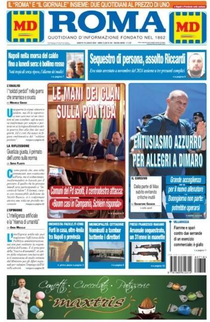 napoli-in-ritiro,-il-roma-titola:-“entusiasmo-azzurro-per-allegri-a-dimaro”