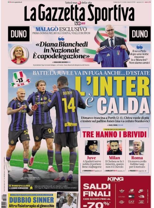 il-derby-d’italia-estivo-e-nerazzurro,-la-gazzetta-dello-sport:-“l’inter-e-calda”