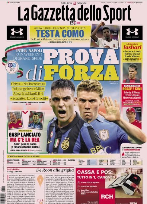 la-gazzetta-dello-sport:-“prova-di-forza!-inter-napoli-e-un-weekend-di-grandi-sfide”