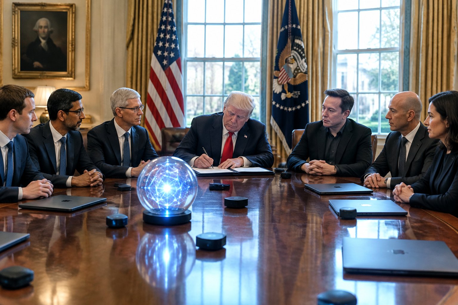 intelligenza-artificiale-trump-firma-accordo-con-le-big-tech-per-meno-regole