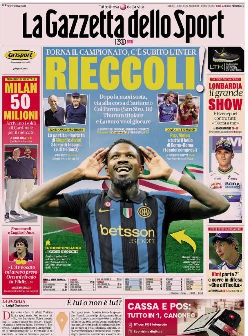 oggi-napoli-frosinone,-la-gazzetta-dello-sport:-“la-partita-ribaltata-di-allegri-e-alvini”