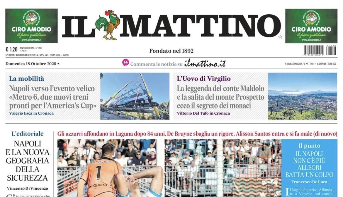 il-napoli-affonda-in-laguna,-il-mattino:-“com’e-triste-venezia”