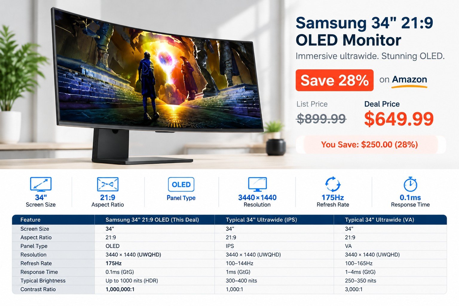 monitor-samsung-oled-in-offerta:-ecco-il-34-pollici-21:9-e-i-rivali